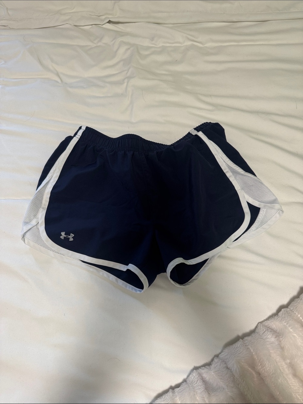 Under Armour Women’s Navy Blue Running Shorts with White Trim